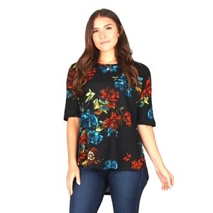 Lildy Boxy Blue and Orange 3/4 Sleeve Waffle Knit Tunic Size L/XL